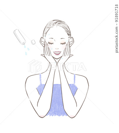 Illustration of a woman wearing makeup Illustration of a woman wearing makeup 91891718