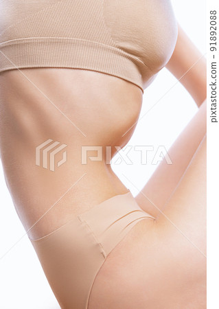 Aesthetics of the female body. Cropped image of woman's body. Skincare, bodycare, healthcare, hygiene and medicine concept. 91892088