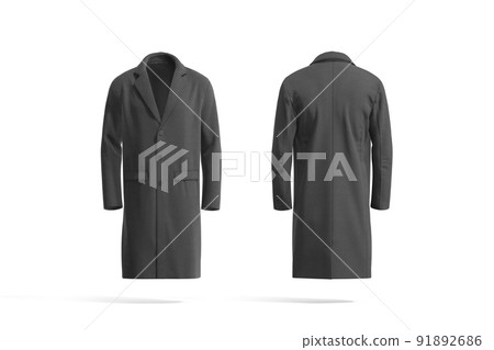 Blank black wool coat mockup, front and back view 91892686
