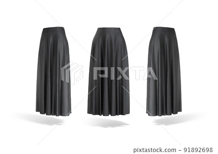 Blank black women maxi skirt mockup, front and side view 91892698