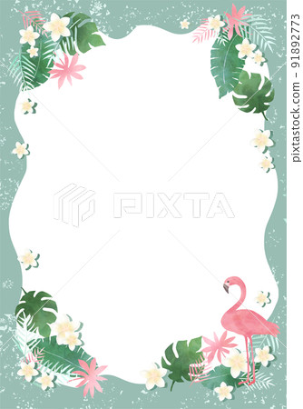 火烈鳥和熱帶植物框架(綠色框架垂直) 火烈鳥和熱帶植物框架(綠色框架垂直) 91892773