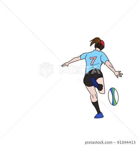 女子橄欖球踢 91894413