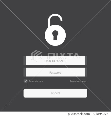 Flat login form design with lock icon on black background. vector. Flat login form design with lock icon on black background. vector. 91895076
