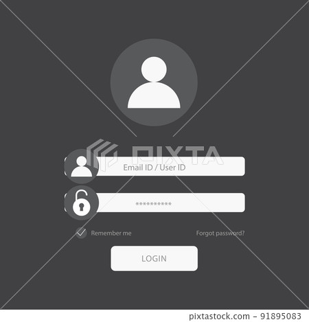 Flat login form design with lock icon on black background. vector. 91895083