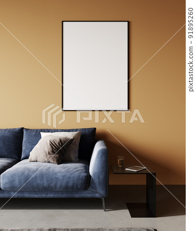Mock-up frame in bright home interior background, 3d render Mock-up frame in bright home interior background, 3d render 91895260