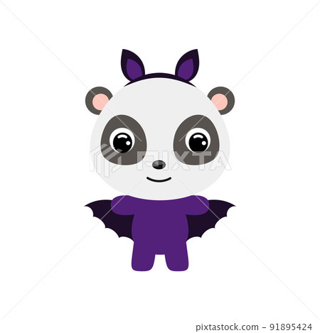Cute little Halloween panda in a bat costume. Cartoon animal character for kids t-shirts, nursery decoration, baby shower, greeting card, invitation, house interior. Vector stock illustration Cute little Halloween panda in a bat costume. Cartoon animal character for kids t-shirts, nursery decoration, baby shower, greeting card, invitation, house interior. Vector stock illustration 91895424