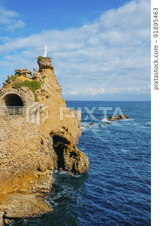 Rocher de la Vierge in Biarritz, France 91895463