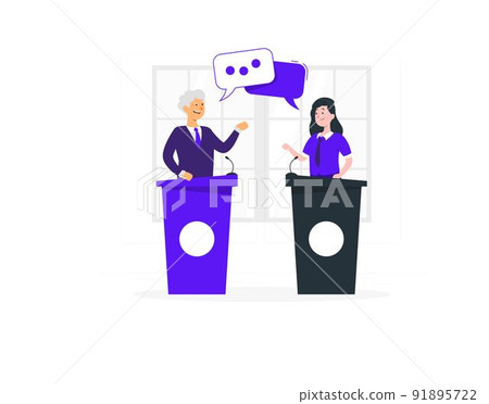Politicians are discussing on stage 91895722