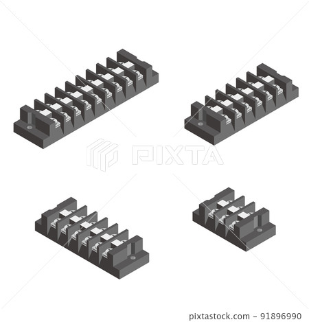 Isometric vector illustration set of terminal block 91896990
