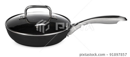 New black frying pan isolated on white background New black frying pan isolated on white background 91897857