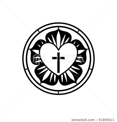 Rose Luther. Illustration of theology and confession of faith in the atoning sacrifice of the Lord and Savior Jesus Christ. 91898021