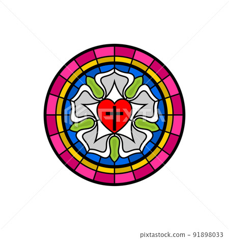 Rose Luther. Illustration of theology and confession of faith in the atoning sacrifice of the Lord and Savior Jesus Christ. 91898033