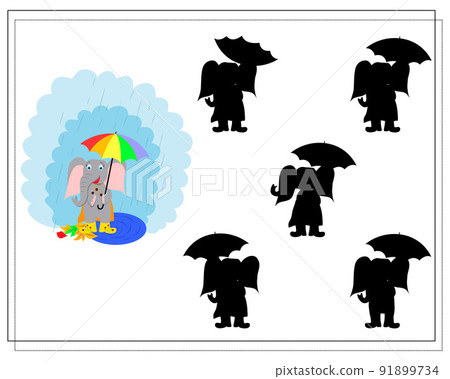game for kids find the right shadow, cartoon elephant game for kids find the right shadow, cartoon elephant 91899734