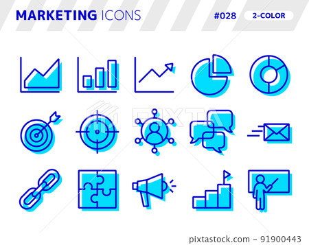 Two-color style icon set related to marketing_028 91900443