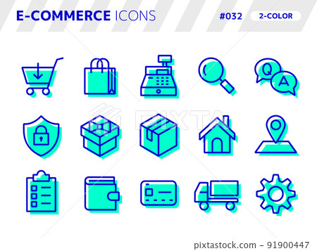 Two-color style icon set related to e-commerce_032 91900447