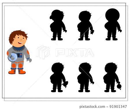 Logic game for children, go through a maze, an astronaut and a rocket. vector isolated Logic game for children, go through a maze, an astronaut and a rocket. vector isolated 91901347