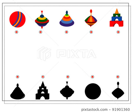 Children's logic game, find the right shadow. children's toys. vector isolated on a white background 91901360