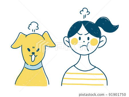 憤怒的狗和主人手寫的插圖 91901750