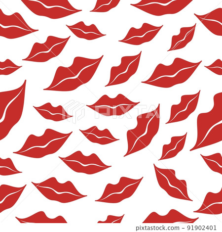 Seamless pattern with woman's red lips 91902401