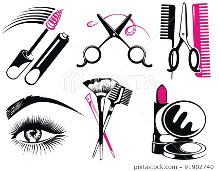 Make up artist objects: lipstick, cream, brush. Make up artist objects: lipstick, cream, brush. 91902740
