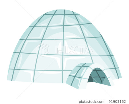 Igloo icon. Cartoon vector icehouse. Winter construction from ice blocks. Eskimo peoples house isolated on white background 91903162