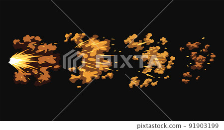 Gun flashes or gunshot animation. Collection of fire explosion effect during the shot with the gun. Cartoon flash effect of bullet starts. Shotgun fire, muzzle flash and explode Gun flashes or gunshot animation. Collection of fire explosion effect during the shot with the gun. Cartoon flash effect of bullet starts. Shotgun fire, muzzle flash and explode 91903199