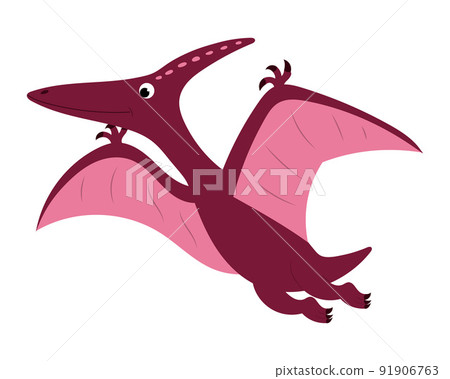 cute cartoon dinosaur pterodactyl. vector isolated on a white background cute cartoon dinosaur pterodactyl. vector isolated on a white background 91906763