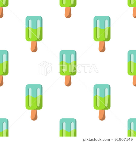 seamless ice cream pattern on a popsicle stick. vector illustration on a white background 91907149