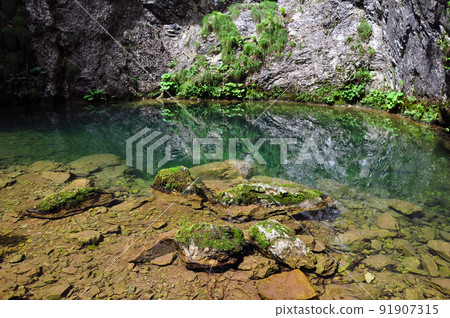 Underground spring from a cave 91907315