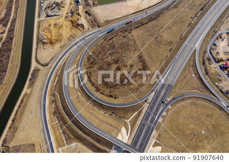 Aerial view of highway intersection Aerial view of highway intersection 91907640