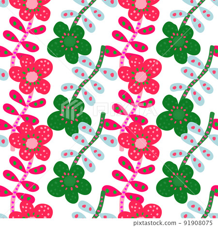 Simple daisy flower seamless pattern. Floral wallpaper. Cute ditsy print. 91908075
