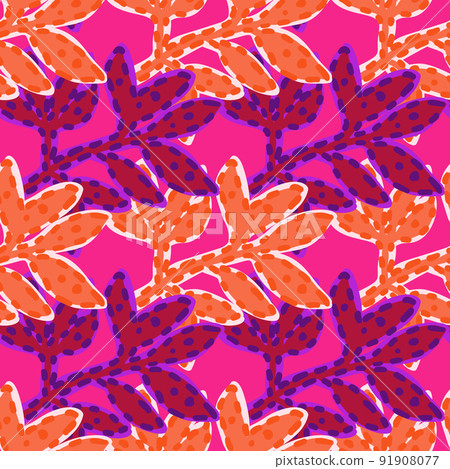 Contemporary strange leaves seamless pattern. Abstract tropical floral wallpaper. 91908077