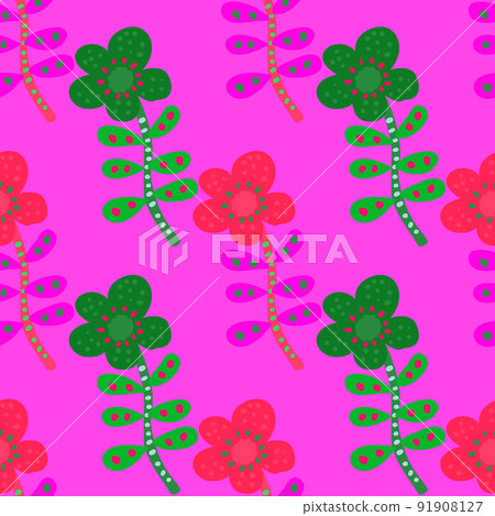 Simple daisy flower seamless pattern. Floral wallpaper. Cute ditsy print. 91908127