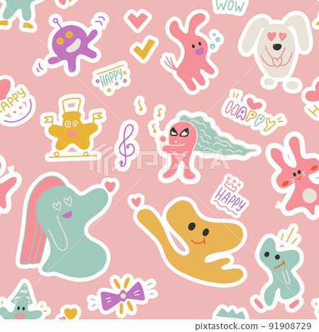 Vector seamless color hand drawn doodle pattern... - Stock Illustration ...