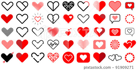 Heart shape icon set. Collection of heart symbol. Love day valentine vector illustration Heart shape icon set. Collection of heart symbol. Love day valentine vector illustration 91909271