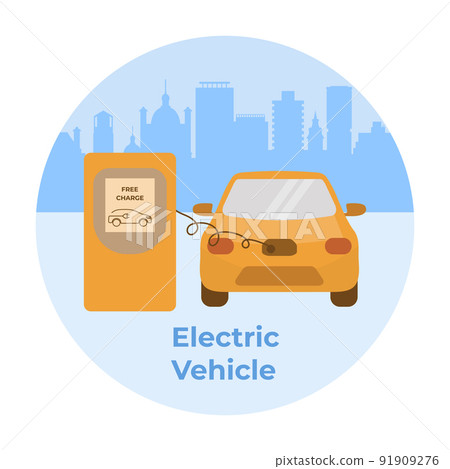 Electric car Vehicle charging station ECO friendly 91909276