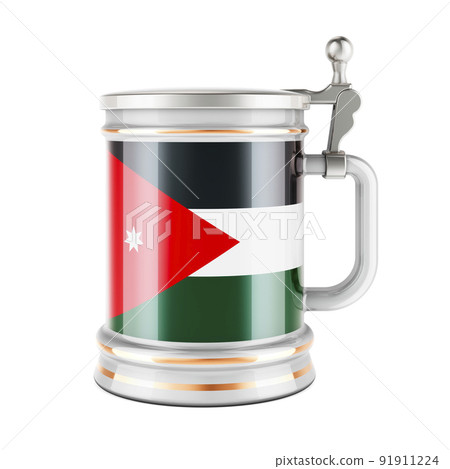 Beer mug with Jordanian flag, 3D rendering 91911224