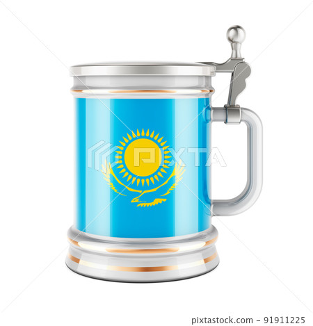 Beer mug with Kazakh flag, 3D rendering 91911225