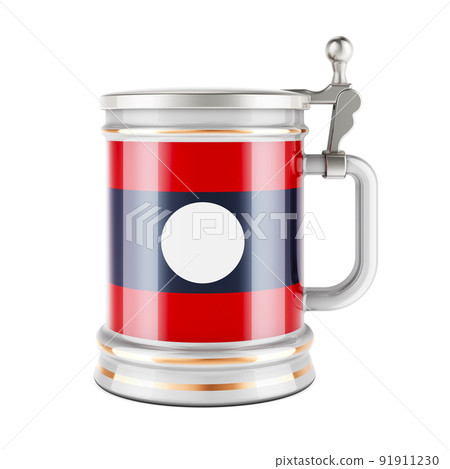 Beer mug with Laotian flag, 3D rendering 91911230