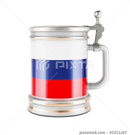 Beer mug with Russian flag, 3D rendering 91911267
