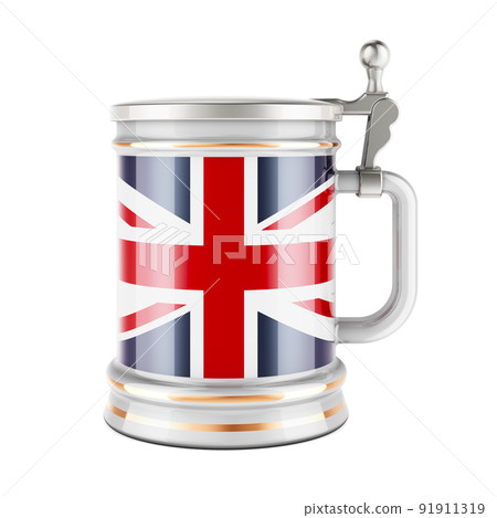Beer mug with British flag, 3D rendering 91911319