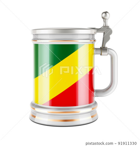 Beer mug with Congolese flag, 3D rendering 91911330
