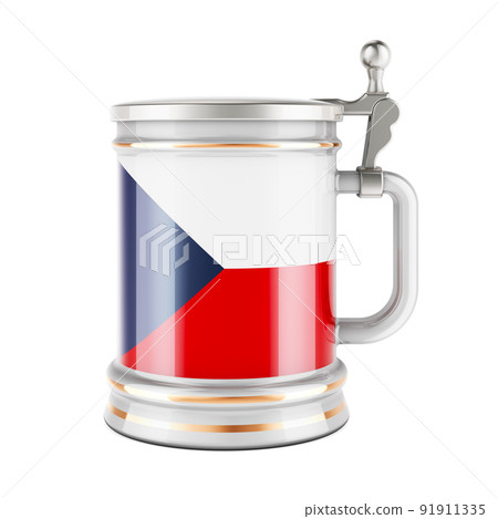 Beer mug with Czech flag, 3D rendering Beer mug with Czech flag, 3D rendering 91911335