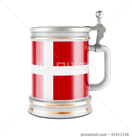 Beer mug with Danish flag, 3D rendering Beer mug with Danish flag, 3D rendering 91911336