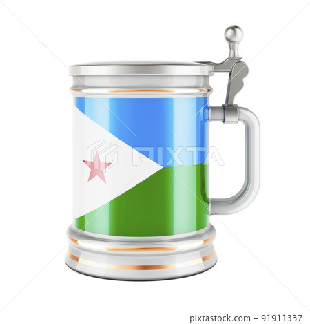 Beer mug with Djiboutian flag, 3D rendering Beer mug with Djiboutian flag, 3D rendering 91911337
