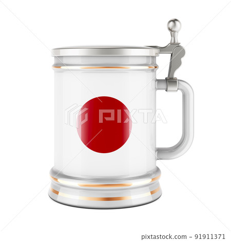 Beer mug with Japanese flag, 3D rendering Beer mug with Japanese flag, 3D rendering 91911371