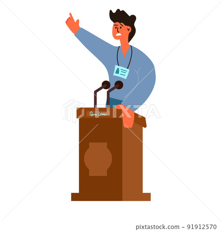 Man with tribune speech and business person politician debate. Conference communication and presentation speaker with microphone. Election talk and orator meeting for candidate government political Man with tribune speech and business person politician debate. Conference communication and presentation speaker with microphone. Election talk and orator meeting for candidate government political 91912570