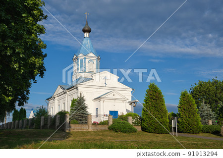 Old ancient orthodox Saints Peter and Paul Church. Ozero, Uzda district, Minsk region, Belarus. 91913294