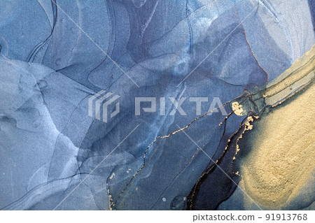 Blue and gold alcohol ink technique. Luxury abstract fluid art painting background. Blue and gold alcohol ink technique. Luxury abstract fluid art painting background. 91913768