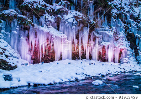 Saitama Okuchichibu Winter Natural Art Icicles of Mischief Illuminated 91915459